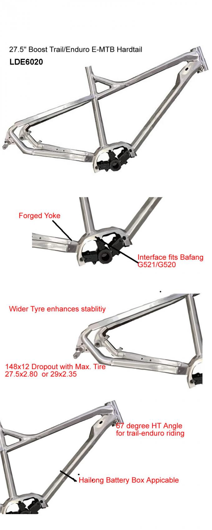 29er Bafang 500w E-Bike Frame Mid-Drive قطعات دوچرخه برقی 0